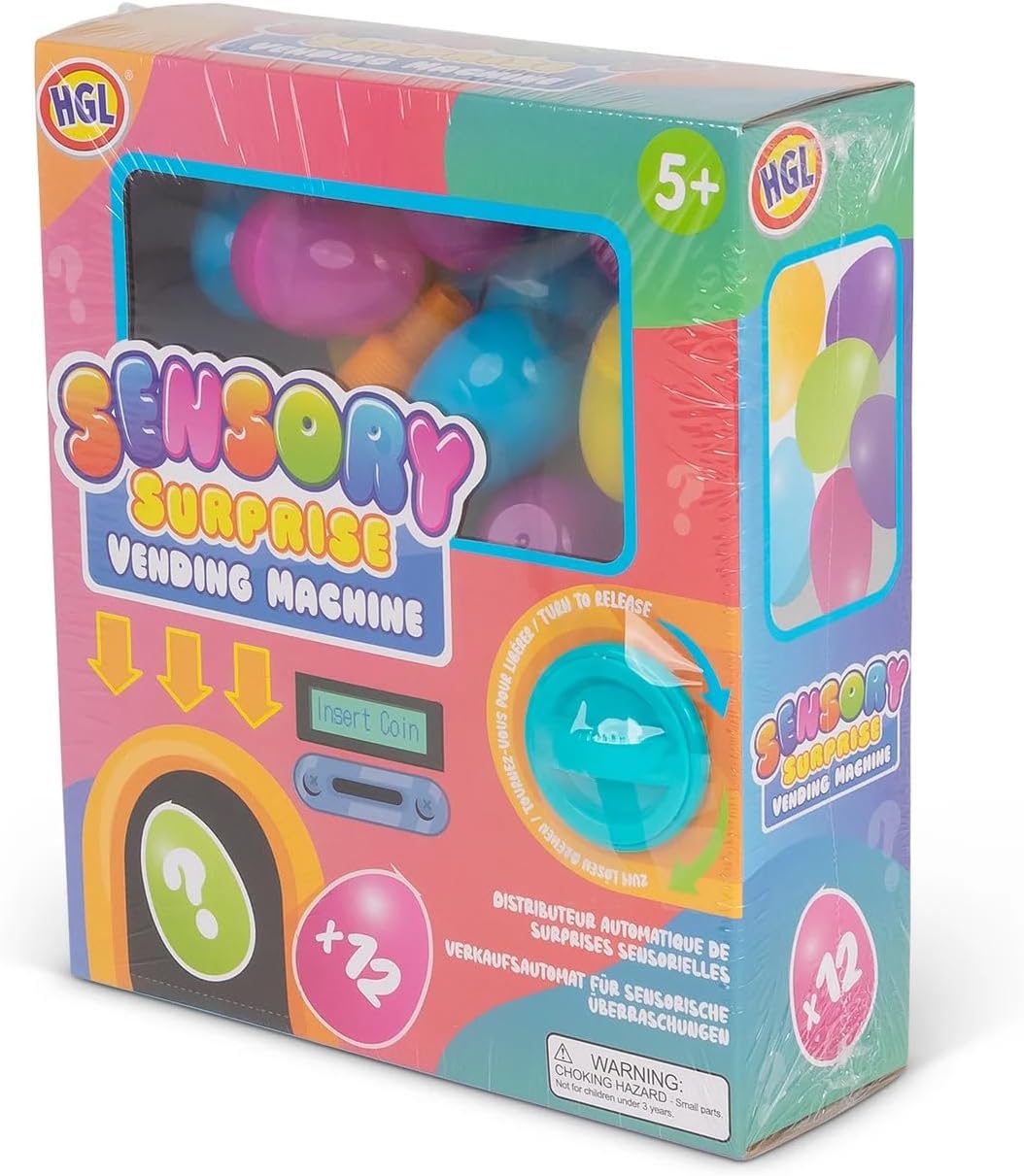 Close-up of Sensory Surprise Vending Machine dispenser showing variety of fidget toys inside
