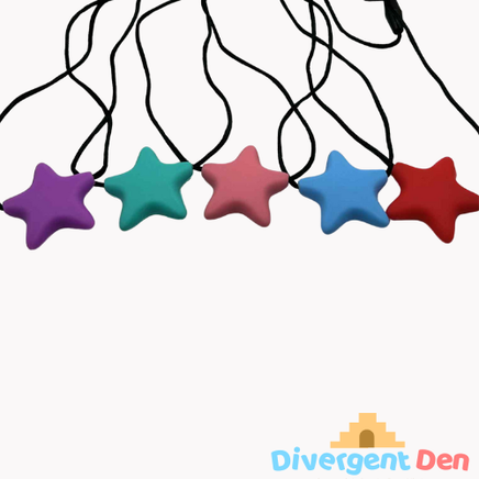 Oral Chew Star Necklace 5-Pack in assorted colours for variety and appeal