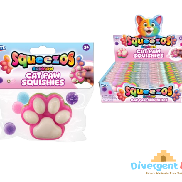 Squeezos Rainbow Cat Paw With Bobbles