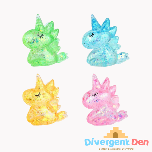 Unicorn Sugar Animal showing all colours and the variety of the fidget