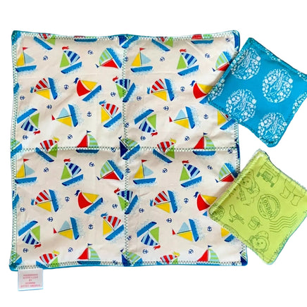 Weighted lap pad and bean bags in different patterns and colours – therapeutic sensory tools for neurodivergent children by The Divergent Den