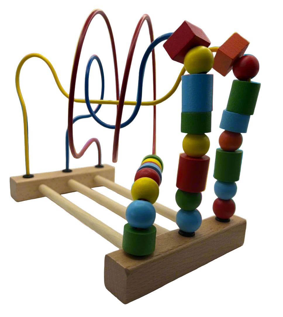 Wooden Bead Maze from the side profile– educational sensory toy for toddlers to develop fine motor skills | The Divergent Den