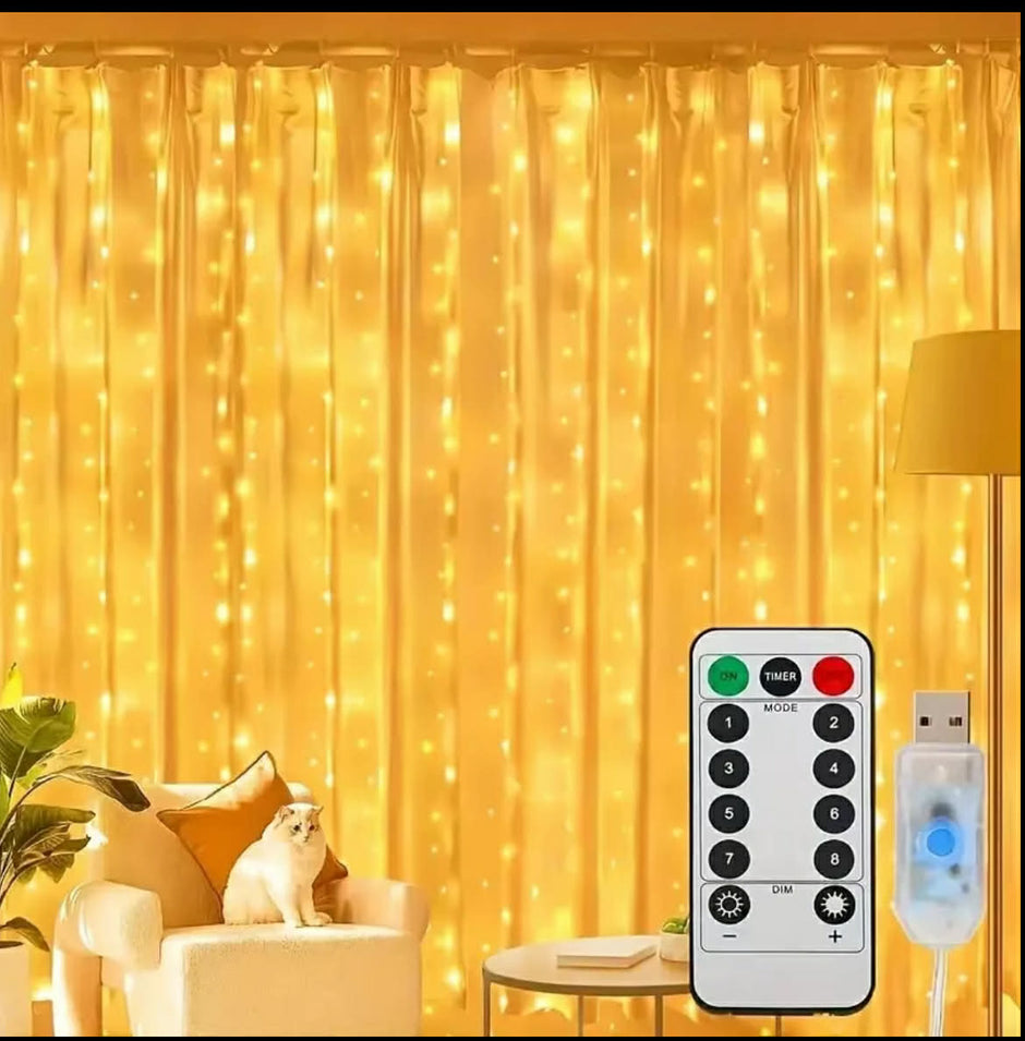 SB powered LED curtain lights with remote control for adjustable sensory lighting